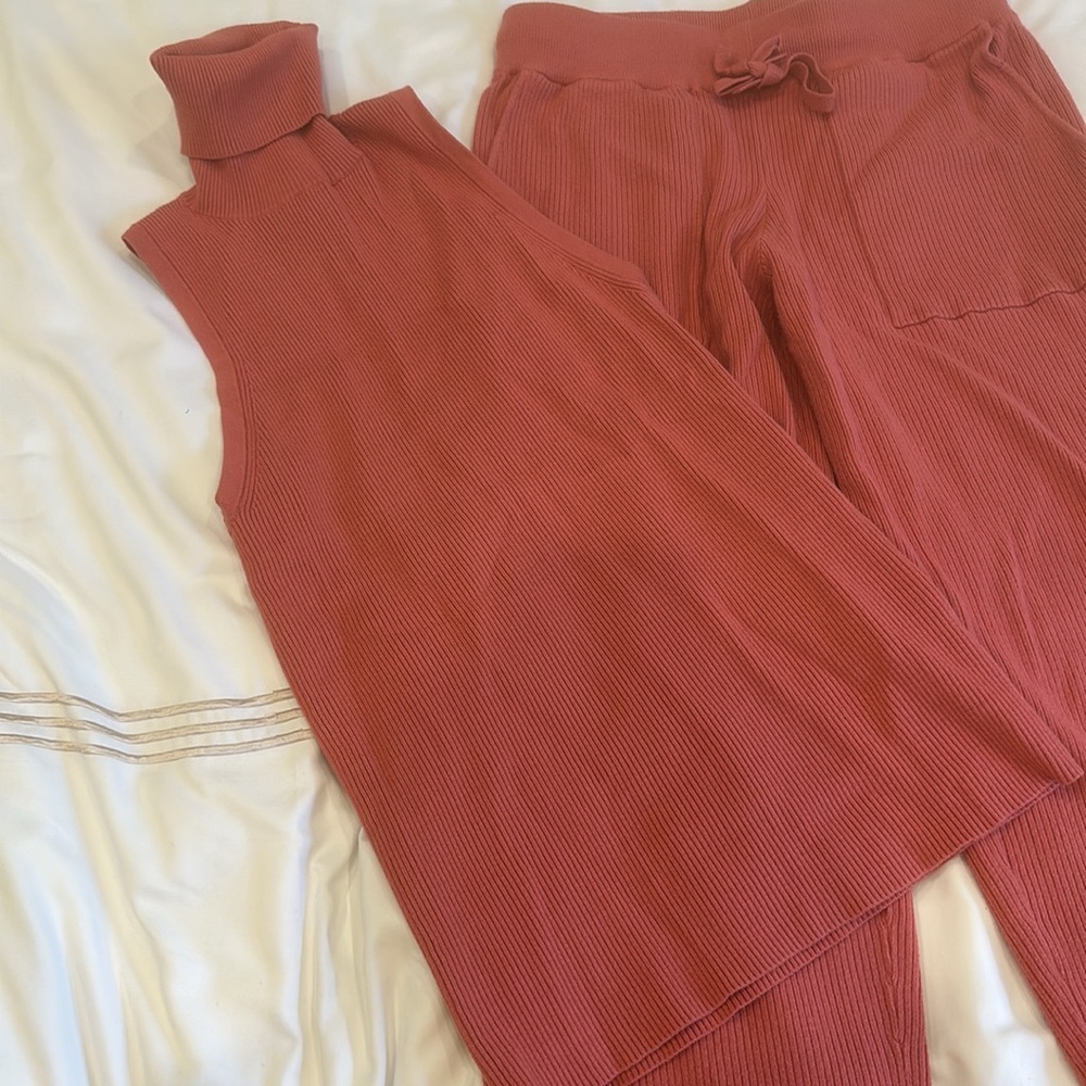 Sundays Ribbed Knit Set in Rust - Picture 2 of 5